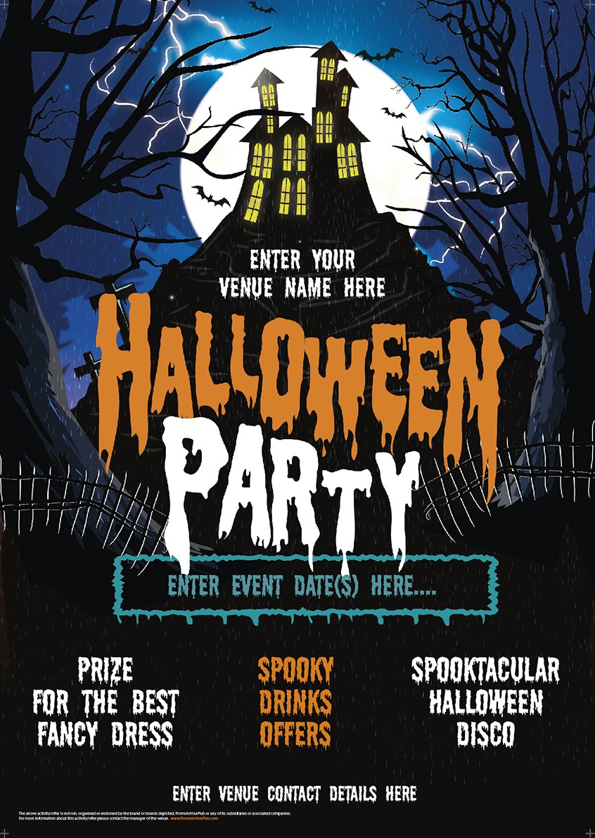 Halloween Party Poster House On The Hill Promote Your Pub